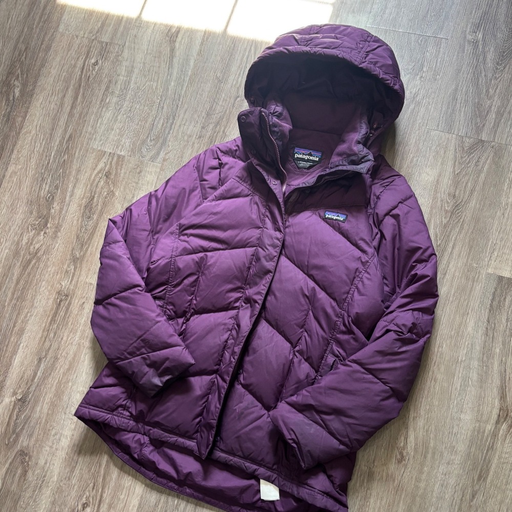 Patagonia Down With It Hooded Puffer Jacket Purple Womens Large 28439